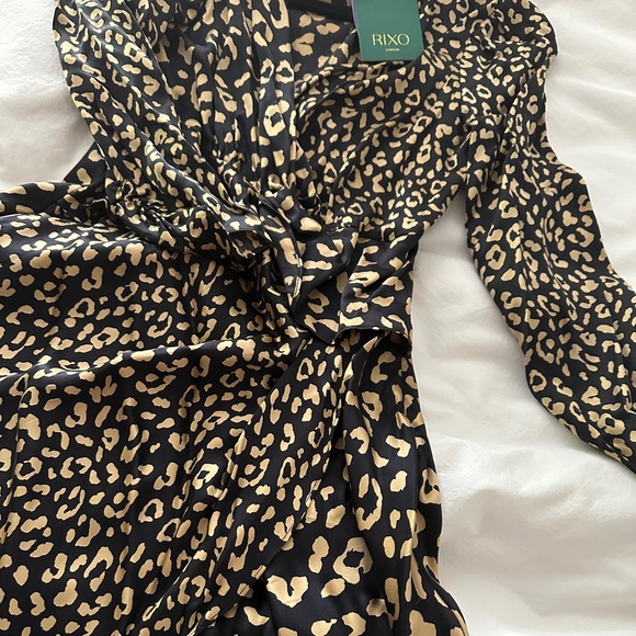 Rixo Lilly Leopard Silk Minidress - Picture 3 of 7